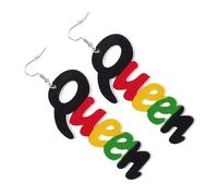 Garneck Wooden Drop Earrings African Style Letter Charm Queen Earrings for Women Long Dangling Alphabet Fashion Jewelry