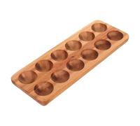 Garneck Wooden Egg Holder with 12 Slots, Rectangle Shape Shatterproof and Damage-resistant Egg Storage Rack, Brown Elegant Tray Designed for Dining Room and Kitchen Use