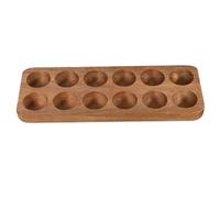 Garneck Wooden Egg Tray 12-hole Acacia Wood Kitchen Egg Holder Storage Organizer for Refrigerator and Countertop Use