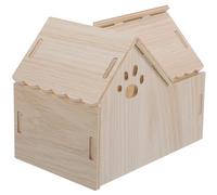 Garneck Wooden Hideout Hamster Cage Supply 1pcs Beige Wear-Resistant Pet Activity House for Small Animals Hedgehogs with Hamster Play Feature