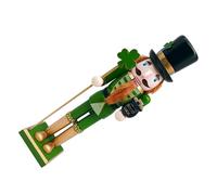 Garneck Wooden Irish Nutcracker Figure with Shamrock Wand Handpainted Green Soldier Ornament for Saint Patrick S Day Tabletop and Christmas Festival Decor