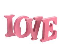 Garneck Wooden Love Ornaments, 4Pcs Pink Freestanding Letters, Solid Wood Material for Romantic Bedroom, Wedding and Living Room Decoration