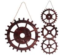 Garneck Wooden Wagon Wheel 4pcs Decorations with Decorative Effect Vintage Rustic round Wall Decor Hanging Ornaments for Home Bar Garden Vintage Theme Party