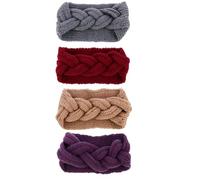 Garneck Woolen Ear Warmers Headbands Practical and Stylish Accessories for Cold Winter Days 4pcs Knitted Wrap Hair Bands with Button, Warm and Skin-friendly Random Color for Women