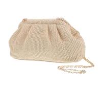 Garneck Woven Cloud Clutch Bag for Women Pleated Evening Handbag with Chain Strap Compact Mini Shoulder Purse for Formal Parties Weddings and Summer Beach Events