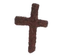 Garneck Woven Rattan Cross Wall Art Sturdy DIY Wreath Frame for Easter Halloween Decorations Rustic Rattan Crucifix Home Decor for Weddings and Parties