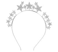 Garneck Zinc Alloy Rhinestone Star Crown Headband for Women Festive Pentagram Hair Accessory Versatile Bridal Tiara for Weddings Parties and Fashion Shows Stylish Silver Hairband