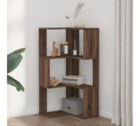 garner wooden corner bookcase with 3 shelves in dark brown oak