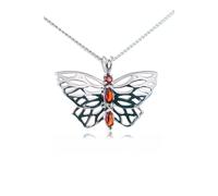 Garnet Butterfly Pendant Necklace Ojewellery Silver 18 inches