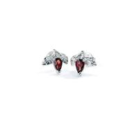 Garnet Leaf Detail Stud Earrings Ojewellery Silver One Size