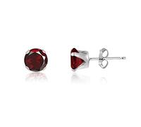 GARNET RED 2MM Classic Brilliant Round Cut Cubic Zirconia (CZ) Sterling Silver Birthstone Stud Earrings/Ear Studs for Women Ladies Girls - 925 Sterling Silver. 2-GARN