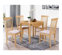 garnet wooden round drop leaf dining table with 4 chairs in oak