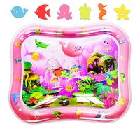 GARNHLOB Baby Water Mat Large 95x76cm, Safe Inflatable Tummy Time Mat for Infants & Toddlers with Ocean Animals, Newborn Water Pad Sensory Toy for Learning, Playtime & Early Education (Pink)