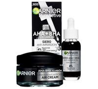Garnier Air Cream Moisturising Matifying AHA BHA Face Cream with Charcoal 50ml + Garnier PureActive Anti-Imperfection Serum with Charcoal Niacinamide AHA BHA Black Spots Treatment 30ml