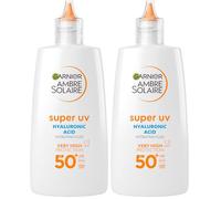 Garnier Ambre Solaire Daily Face SPF Suncreen, Super UV Hyaluronic Acid Hydrating Fluid, SPF 50+, UV Protection, 24H Hydration, With 3% Glycerine & Vitamin E, Invisible Finish, Non-Greasy, Non-Sticky