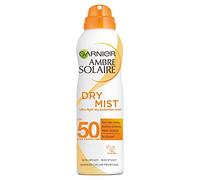 Garnier Ambre Solaire Dry Mist Fast Absorbing Sun Cream Spray SPF50, Non Greasy High Sun Protection SPF50, Easy To Use Mist Spray 200 ml