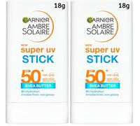 Garnier Ambre Solaire Face SPF 50+, Super UV Stick, Invisible Coverage, SPF50+ Protection, 8-Hour Hydration, Antioxidant Support, Light-As-Air Feel, Non-Sticky, Vegan-Friendly Formula - 1 x 18gr