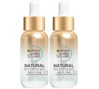 Garnier Ambre Solaire Fake Tan, Tanning Drops, Natural Bronzer Self Tan Drops for Face, with Hyaluronic Acid & Coconut Water, Gradual & Natural Looking Tan, Vegan Formula 30ml (Pack of 2)