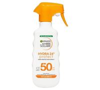 Garnier Ambre Solaire Hydra 24H Protect Trigger Spray SPF50 270ml, Up To 24H Hydration With Vitamin E, Non Greasy Fast Absorption, Water Resistant, Vegan Formula, Cruelty-Free International Approved