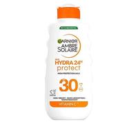 Garnier Ambre Solaire SPF 30 Hydra 24 Hour Protect High protection UVB & UVA hydrating sun cream lotion. Enriched with Vitamin C, Water Resistant Sunscreen, Non greasy, Fast Absorbsion, 175ml