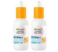 Garnier Ambre Solaire Invisible Serum Super UV Face Serum SPF 50+ Very High Sun Protection UVA UVB Formula with Ceramide with Protective Action against Urban Pollution - 2 Bottles of 30ml