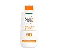 Garnier Ambre Solaire Latte Protection Hydra 24H Protect, Face and Body, Ultra-Hydrating for All Day, with Very Strong Protection SPF50, Water Resistant, Strong Absorption 200 ml