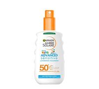Garnier Ambre Solaire Latte Sun Protection Spray for Children Advanced Sensitive Kids, Water, Salt and Chlorine Resistant, Hypoallergenic, with Very High Protection, 200 ml