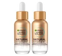 Garnier Ambre Solaire Natural Bronzer Self-Tanning Face Drops with Tanning Active of Vegetable Origin Vegan Formula Fragrance-Free with Hyaluronic Acid and Coconut Water - 2 Bottles of 30ml
