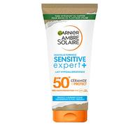 GARNIER Ambre Solaire Sensitive Expert+ - Sun Lotion SPF 50+ - Protects Against UVA, UVB & UVA Long - Light Texture - Waterproof - Ceramic - All Skin Types - 175 ml
