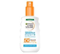 GARNIER Ambre Solaire Sensitive Expert+ - Sun Protection Spray SPF 50+ - Protects Against UVA, UVB and UVA - Waterproof - Enriched with Ceramic - For All Skin Types - 150 ml