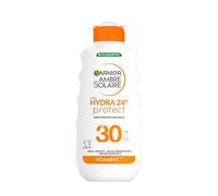 Garnier Ambre Solaire SPF 30 Hydra 24 Hour Protect High protection UVB & UVA hydrating sun cream lotion. Enriched with Vitamin C, Water Resistant Sunscreen, Non greasy, Fast Absorbsion, 175ml