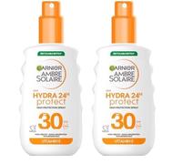 Garnier Ambre Solaire SPF 30 Hydra 24 Hour Protect High protection UVB & UVA hydrating sun cream spray. Enriched with Vitamin E, Water Resistant Sunscreen, Non greasy, Fast Absorbsion, 150 ml
