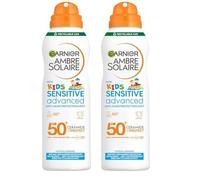 Garnier Ambre Solaire SPF 50+ Kids Anti-Sand Mist, Children's Sun Protection Spray, Non-Greasy and Fast-Absorbing, Water- and Sand-Resistant, Hypoallergenic, Sensitive Advanced, 150 ml (Pack of 2)