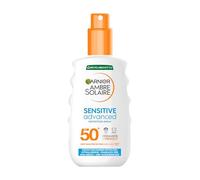 Garnier Ambre Solaire SPF 50+ Sensitive Advanced Sun Cream Spray, High Protection, Factor 50, Water Resistant, Non-Greasy, Fragrance-Free, Hypoallergenic, UVA UVB Protection with Ceramide, 150ml