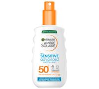 Garnier Ambre Solaire Sun Cream Spray SPF50+ Sensitive Advanced Sunscreen, Factor 50, Water Resistant, Non-Greasy, Fragrance-Free, Hypoallergenic, UVA UVB Protect with Ceramide, 150ml