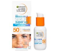 Garnier Ambre Solaire SPF 50+ Super UV Invisible Serum 30ml, Daily Moisturiser for Face, High UVA UVB Protection, All Skin Types, with Hyaluronic Acid, Vitamin E & Ceramides