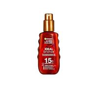 Garnier Ambre Solaire Sun Cream SPF 15 Ideal Bronze Protective Oil 150ml | With Shea Butter, Tan Enhancing, Water Resistant, Non-Greasy, UVA UVB Protect, Protective Oil Spray