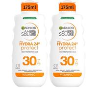 Garnier Ambre Solaire Sun Cream SPF 30 Hydra 24 Hour Protect High protection UVB & UVA Hydrating Sun Lotion, Enriched with Vitamin C, Water Resistant Sunscreen, Non greasy, Fast Absorbsion, 175ml