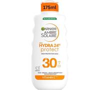 Garnier Ambre Solaire SPF 30 Hydra 24 Hour Protect High protection UVB & UVA hydrating sun cream lotion. Enriched with Vitamin C, Water Resistant Sunscreen, Non greasy, Fast Absorbsion, 175ml