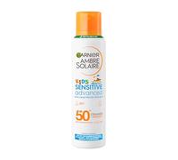 Garnier Ambre Solaire Sun Cream SPF 50+ Sensitive Advanced Kids Anti-Sand Sun Protection Mist Spray, Very High Protection UVA & UVB, Water Resistant, For Face & Body, Cruelty Free 150ml