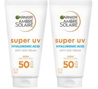 Garnier Ambre Solaire Sun Cream SPF 50 Super Daily UV Anti-Age Sunscreen Moisturiser for Face, with Niacinamide & Hyaluronic Acid, Non-Sticky, Fast Absorption, High Protect UVA & UVB, 50ml (Pack of 2)