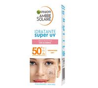 Garnier Ambre Solaire Super UV Face Protection Cream with 24H Moisturising Action, for Dry Leather, Enriched with Glycerin, Very High Protection SPF50+ 40 ml