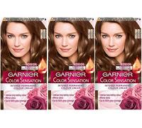 Garnier Color Sensation 6.0 Precious Permanent Hair Dye, Light Brown, Pack of 3