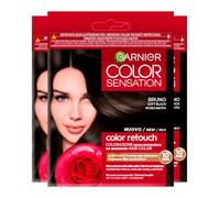 Garnier Color Sensation Color Retouch Permanent Hair Colour for Roots 100% Grey Coverage Easy Application Shade Brown - Pack of 3