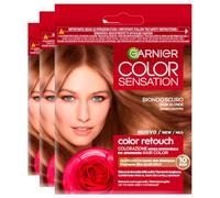 Garnier Color Sensation Color Retouch Permanent Hair Dye Color 6.0 Dark Blonde Covers 100% of Gray Hair No Ammonia Easy to Use - 3 Tints
