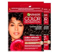 Garnier Color Sensation Colour Retouch Dark Brown Colour - 2 Dyes | Permanent Hair Colouring for Regrowth Covers 100% of White Hair Simple Application