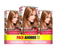 Garnier Color Sensation Pack of 3 Dye Boxes: Long-Lasting and Vivid Colour, Full Grey Coverage, with Bowl and Brush, Silky Soft Hair, 7.0 Blonde