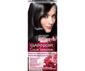 Garnier Color Sensation Permanent Hair Colour 1.0 Ultra Onyx Black - Long Lasting Hair Dye Cream with Rich Colour & Shine