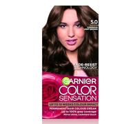 Garnier Color Sensation Permanent Hair Colour, 5.0 Luminous Brown | Intense, Long-Lasting Natural Hair Colour, Upt o 100% Grey Coverage, Leaves Hair with Mirror Shine