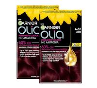 Garnier DOUBLE Olia Permanent Hair Dye, No Ammonia Full Grey Coverage Long Lasting 4.62 Dark Garnet Red